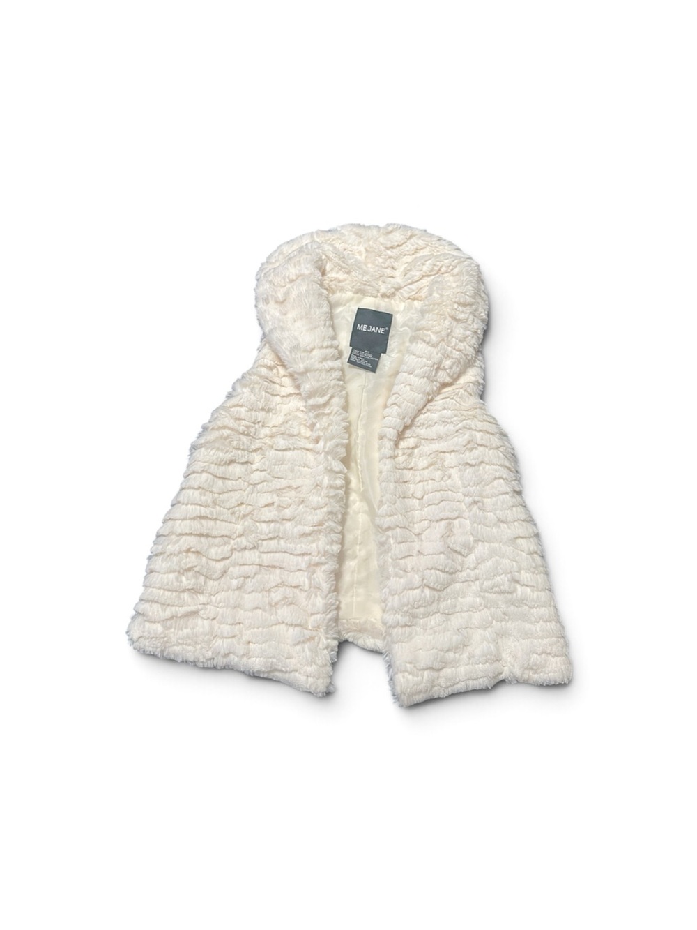 Me Jane Cream Faux Fur Hooded Cape for Kids